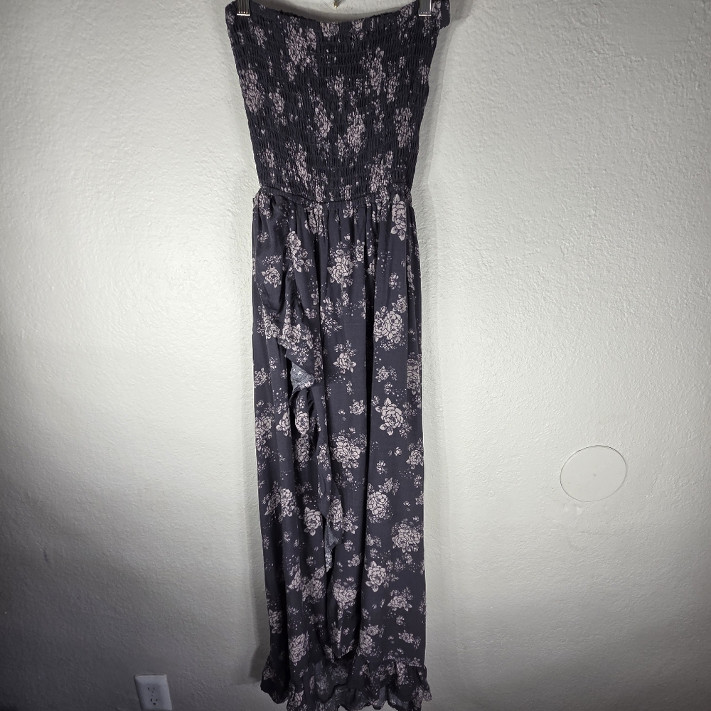 Skylar + Madison Strapless Smocked Bandeau Maxi Dress Dark Gray Size M Ruffled